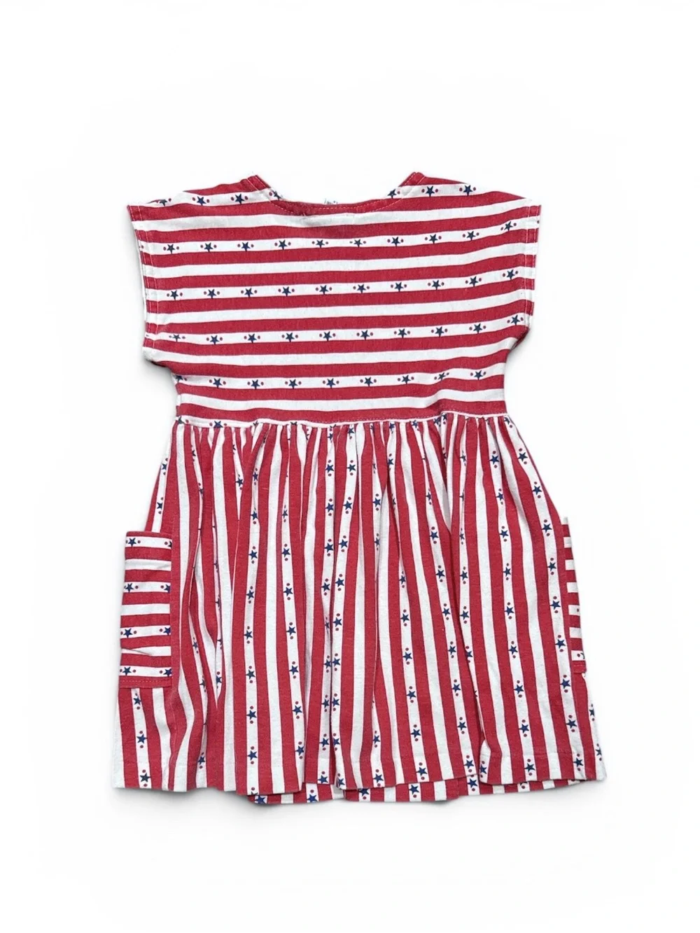 Vintage Oshkosh Americana Striped Dress Girls Size 5 Short Sleeve 80s 90s